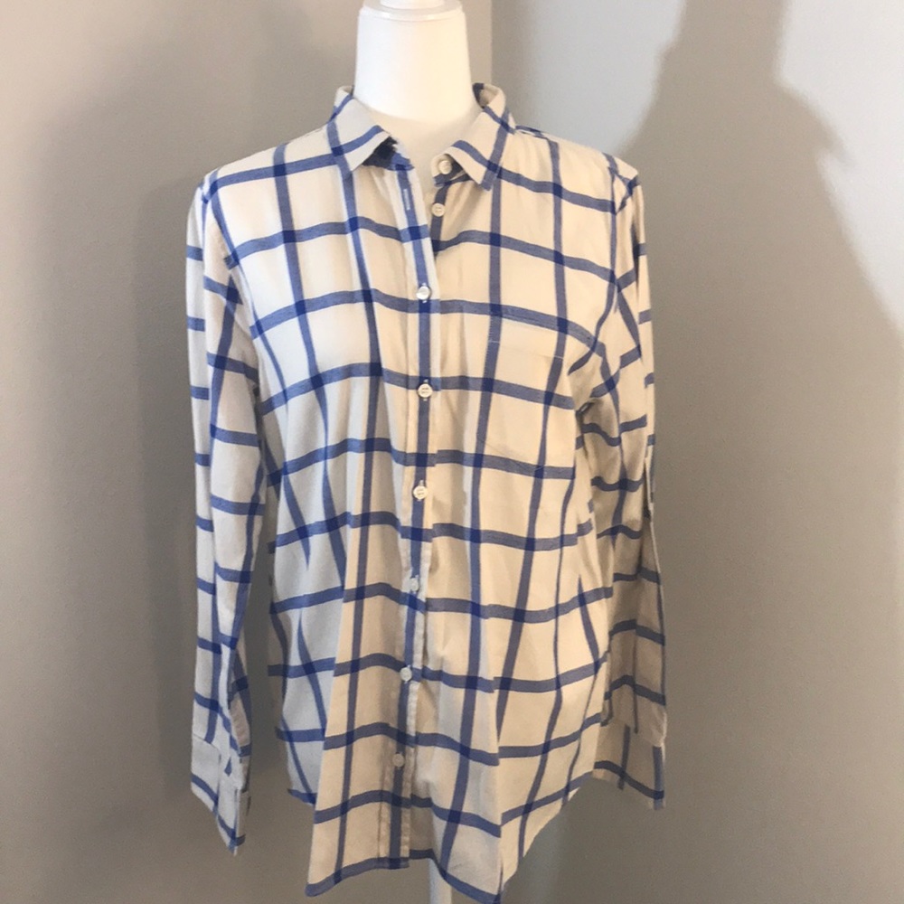 JCREW Blue and White Flannel Button Down